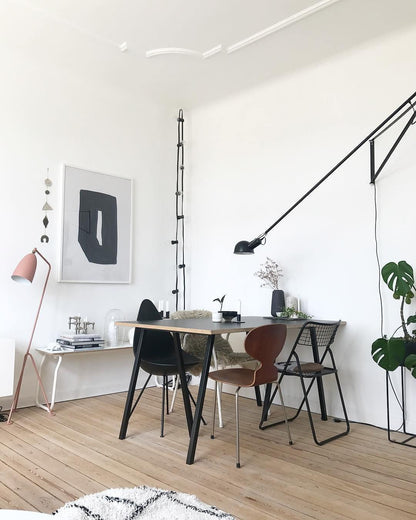 Adjustable Wall Lamp with Extended Arm and Rotating Shade, Cast Iron Counterweight