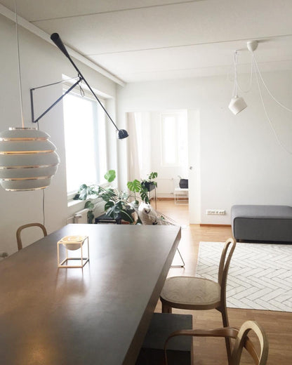 Adjustable Wall Lamp with Extended Arm and Rotating Shade, Cast Iron Counterweight