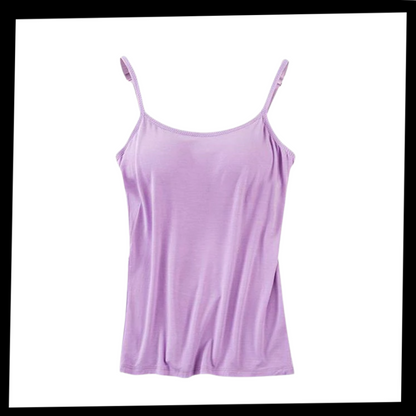 Tank Top with Built-In Padded Bra and Adjustable Straps