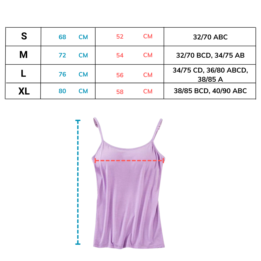 Tank Top with Built-In Padded Bra and Adjustable Straps