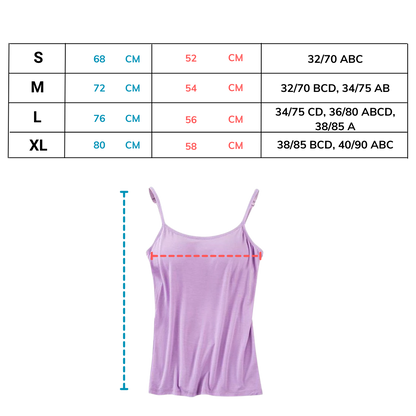 Tank Top with Built-In Padded Bra and Adjustable Straps