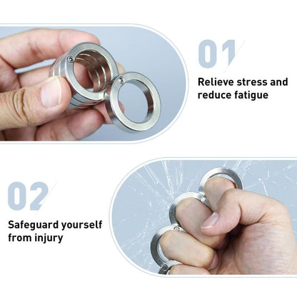 Folding Metal Finger Ring with Four-Finger Design and Silent Operation