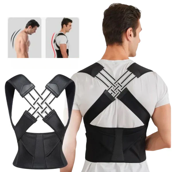 Adjustable Back Support Brace with Shoulder Realignment and Breathable Fabric