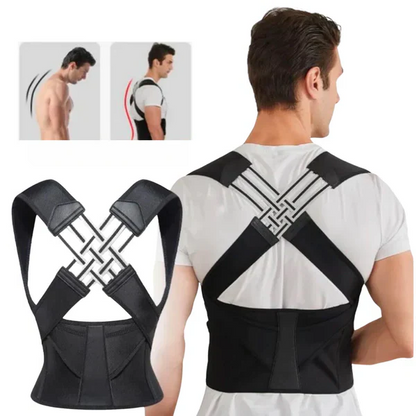 Adjustable Back Support Brace with Shoulder Realignment and Breathable Fabric
