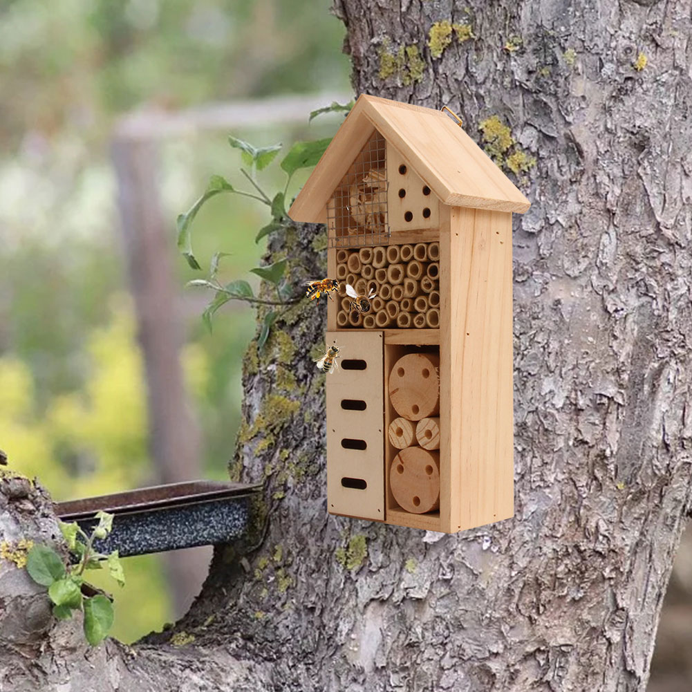 Wooden Insect Shelter with Multiple Nesting Chambers for Garden Pollin ...