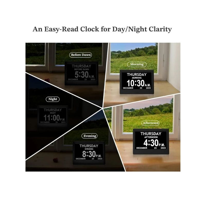 Activity Reminder Clock with Eight Daily Task Icons and Large Adjustable Display