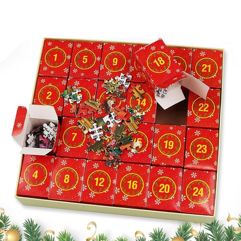 24 Day Christmas Jigsaw Countdown with 42 Pieces Per Box and a Full Size Poster