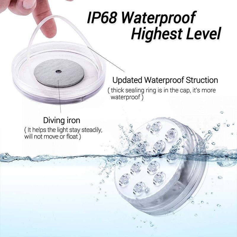 Submersible LED Light with 16-Color Remote and Suction Cup Mounting for Pools