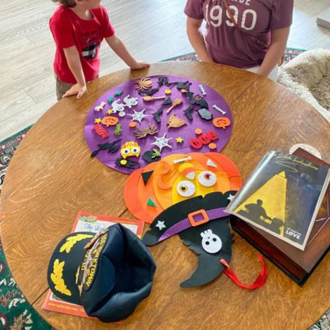 Reusable Felt Board with 50 Plus Halloween Ornaments for Ages 3 Plus