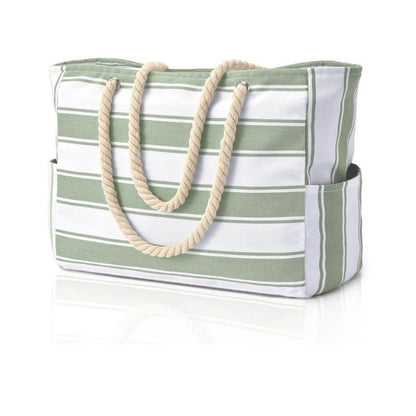 Oversized Beach Tote with Zip Closure and Mesh Panels, Water Resistant 20L