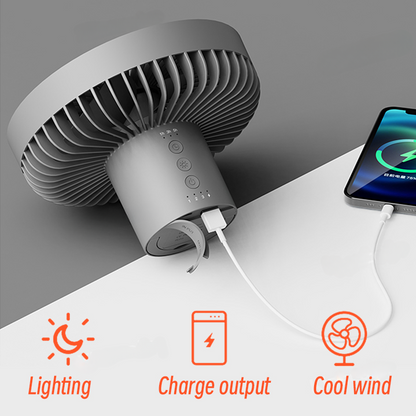 Portable Rechargeable Fan with LED and Built in Power Bank