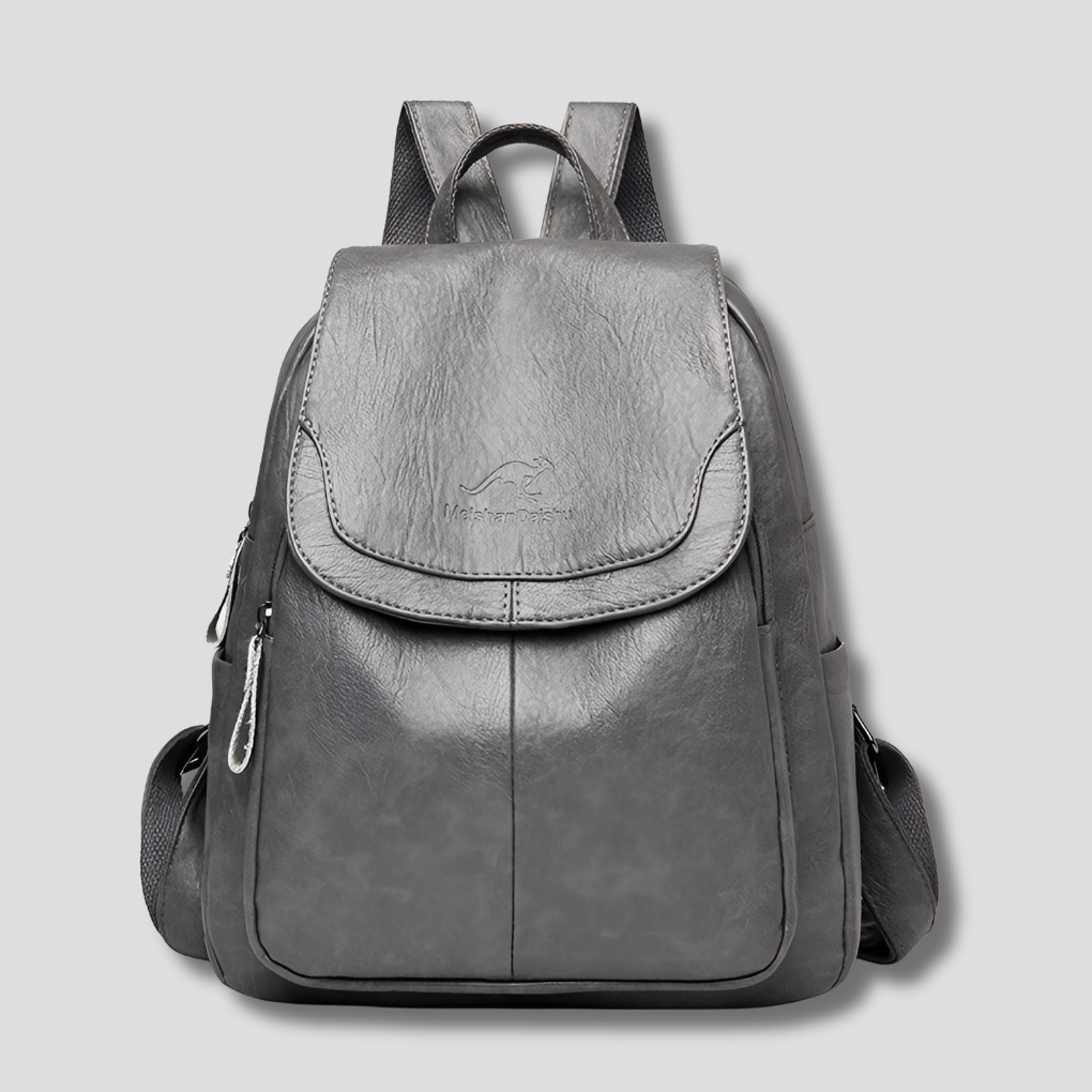 Embossed Backpack with Body-Facing Zipper and Multiple Interior Pockets