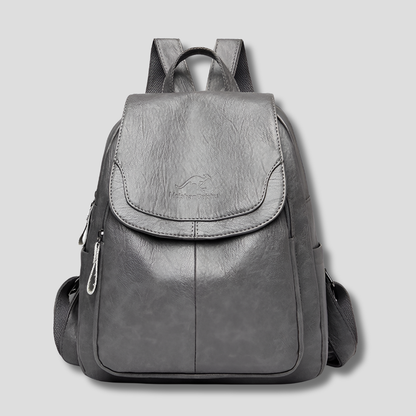 Embossed Backpack with Body-Facing Zipper and Multiple Interior Pockets