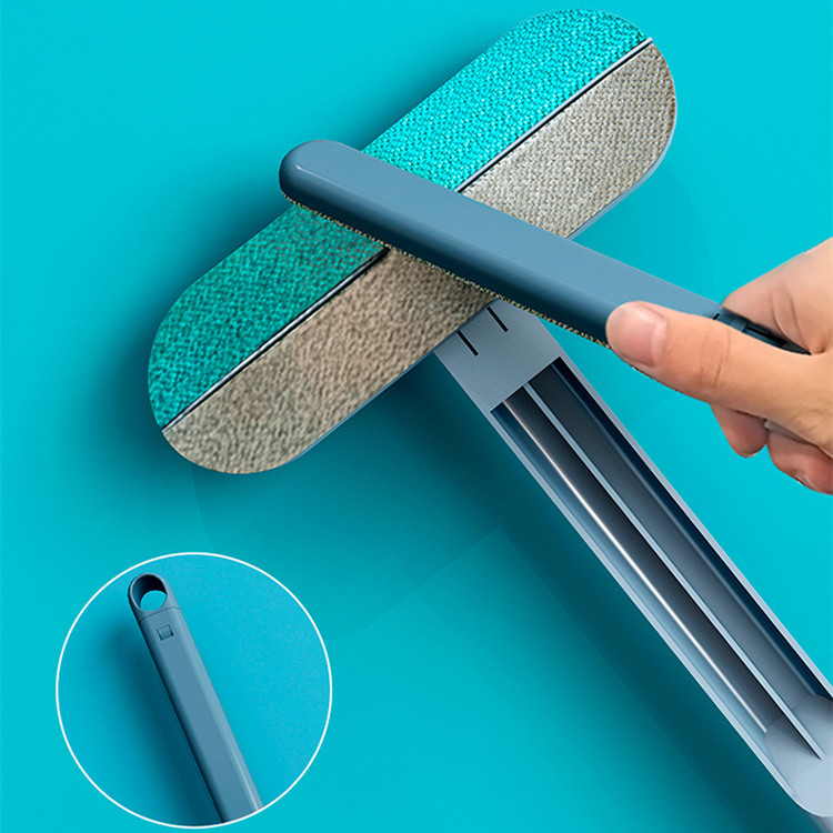 Pet Hair Removal Tool with Textured Brush and Angled Handle for Furniture
