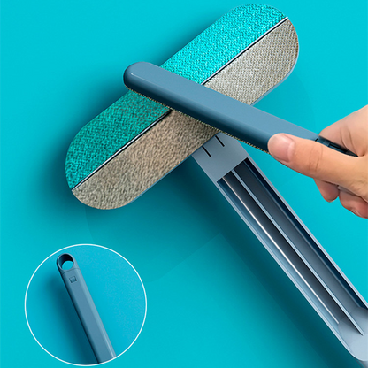 Pet Hair Removal Tool with Textured Brush and Angled Handle for Furniture