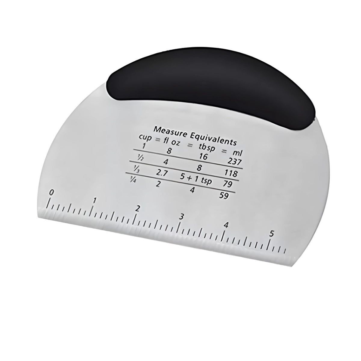 Stainless Steel Dough Scraper with Measurement Markings and Non Slip Handle