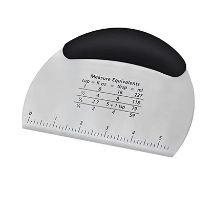 Stainless Steel Dough Scraper with Measurement Markings and Non Slip Handle