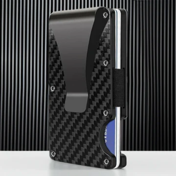 Slim Carbon Fiber Metal Wallet with Money Clip and RFID Blocking for Men Front Pocket Carry