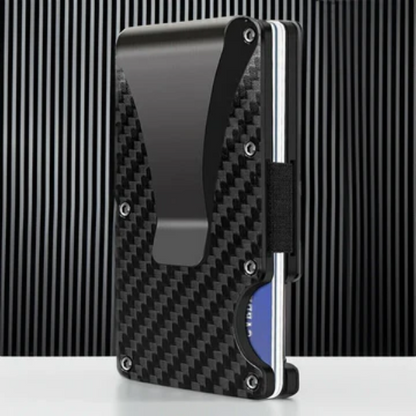 Slim Carbon Fiber Metal Wallet with Money Clip and RFID Blocking for Men Front Pocket Carry