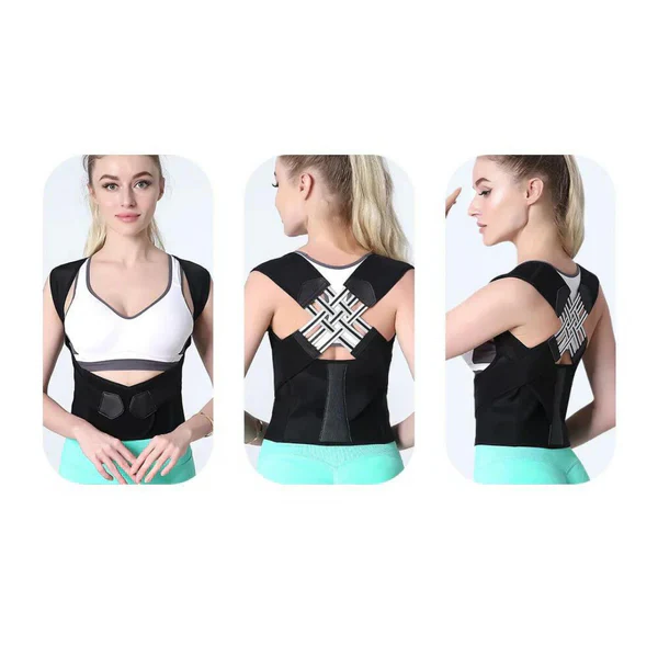 Adjustable Back Support Brace with Shoulder Realignment and Breathable Fabric