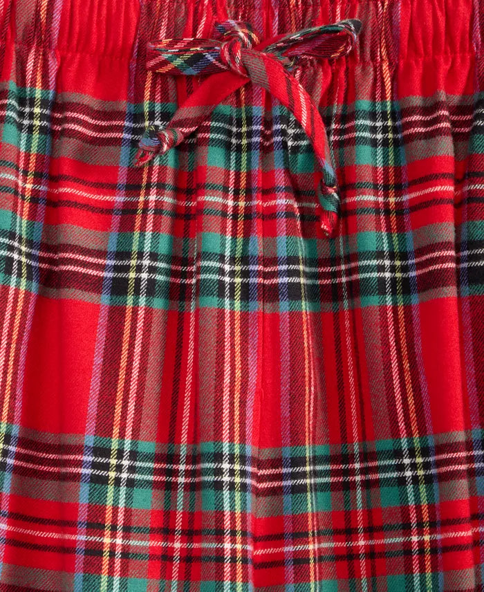 Button Down Flannel Pajama Set with Chest Pocket and Elastic Waist Drawstring Pants