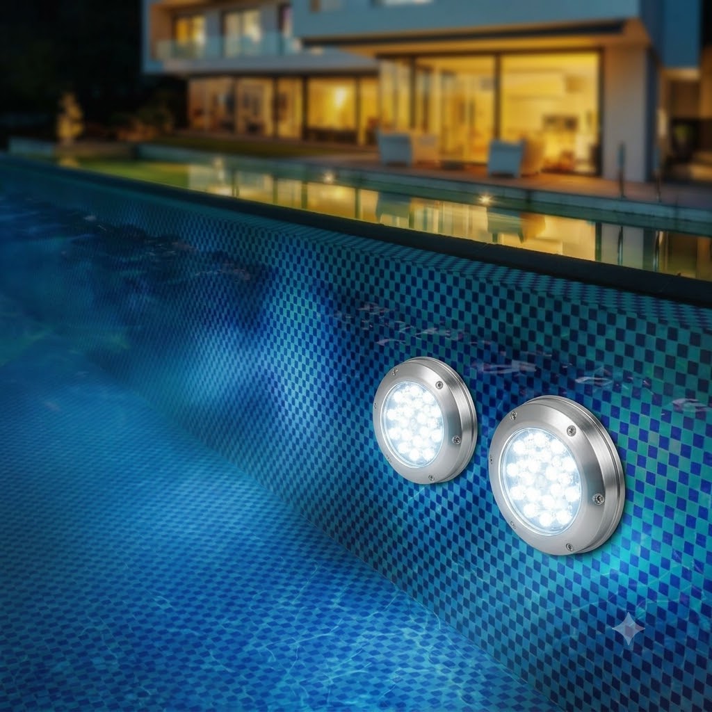 Submersible LED Light with 16-Color Remote and Suction Cup Mounting for Pools