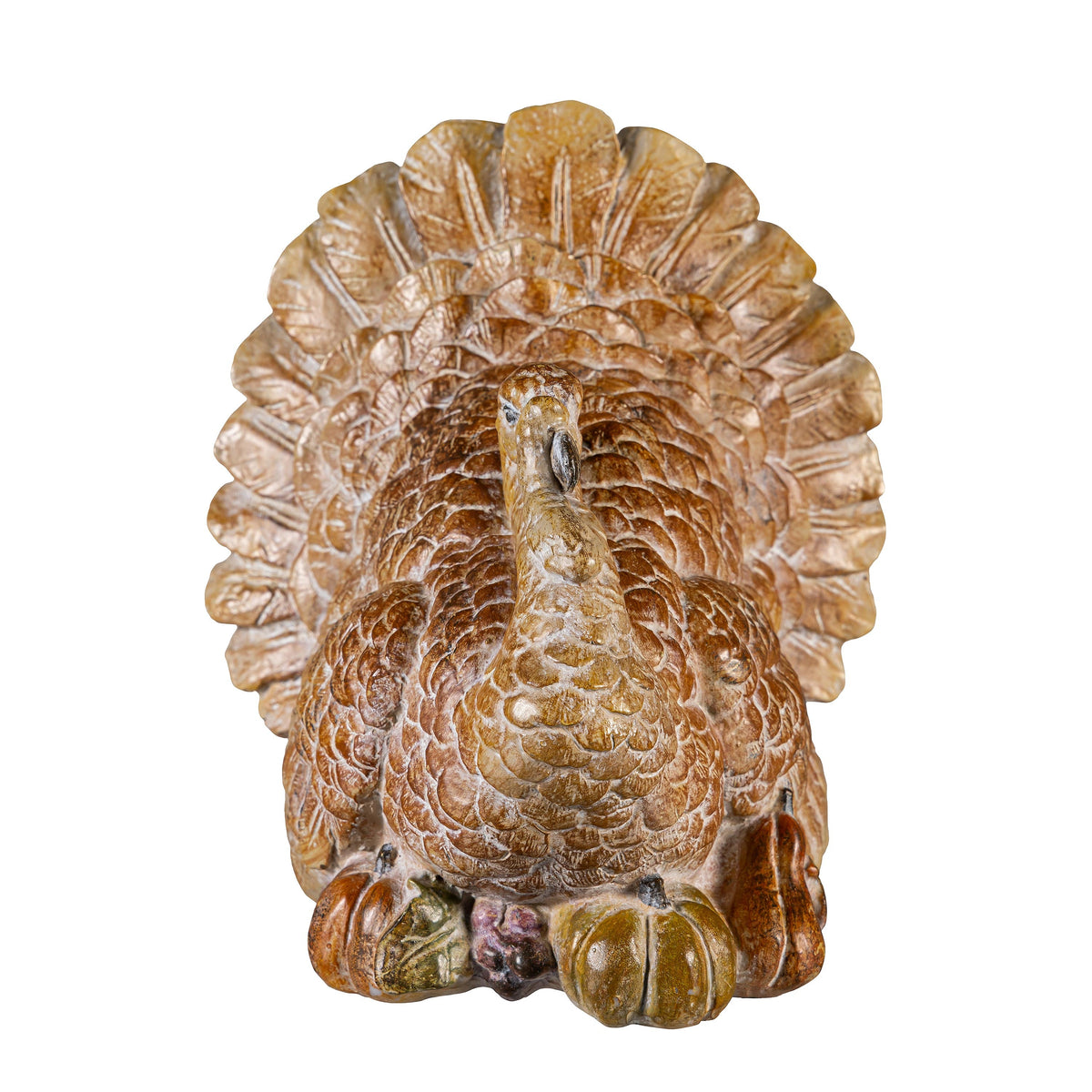 Autumn Turkey Statue with Carved Details, 7 Inches