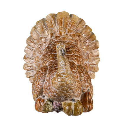 Autumn Turkey Statue with Carved Details, 7 Inches