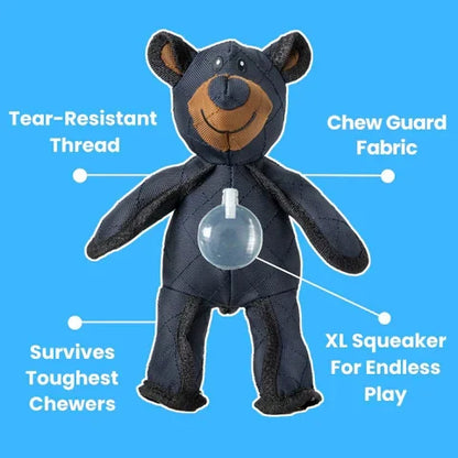 Chew Resistant Bear Dog Toy with Internal Squeaker and Reinforced Stitching, Machine Washable