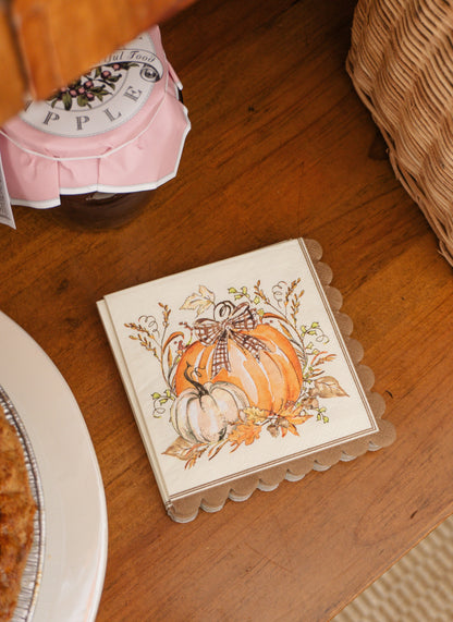 Disposable Paper Plates with Turkey and Pumpkin Design for Thanksgiving Dining
