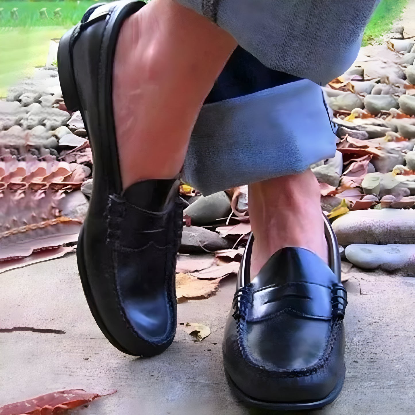 Women Vintage Slip On Loafers Low Heel PU Leather Loafers