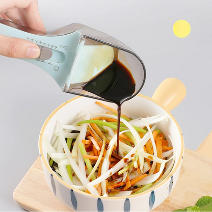 Adjustable Measuring Cup and Spoon Set with Sliding Lock Mechanism and Magnetic Storage