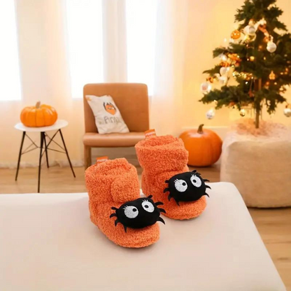 Kids Ankle High Slippers with Fleece Lining and Halloween Designs