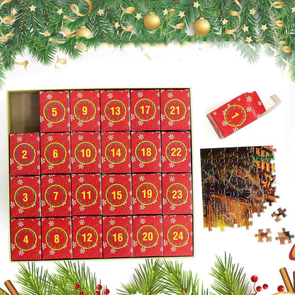 24 Day Christmas Jigsaw Countdown with 42 Pieces Per Box and a Full Size Poster