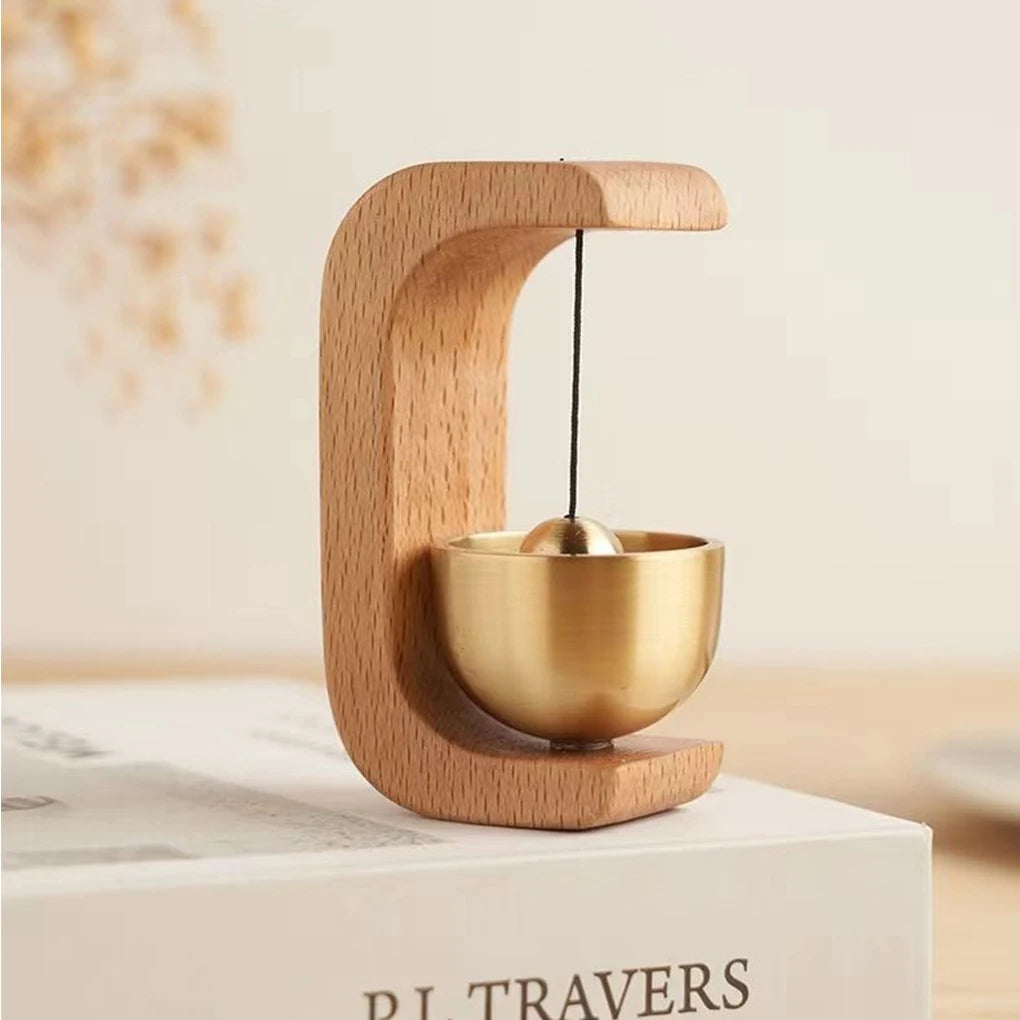 Door Chime with Polished Brass Bell and Magnetic Mounting for Metal Frames