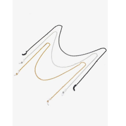 Eyeglass Chain with Braided Metal Links and Silicone Temple Loops