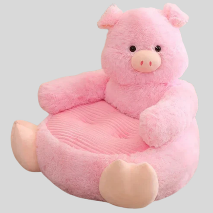 Plush Pet Bed with Raised Sides and Removable Cover, Animal Shape Design