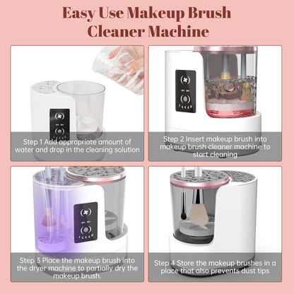 Electric Makeup Brush Cleaner with Automatic Spinning and Multiple Collars