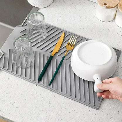 Dish Drying Mat with Dual Sided Grooves and Textured Grip Surface