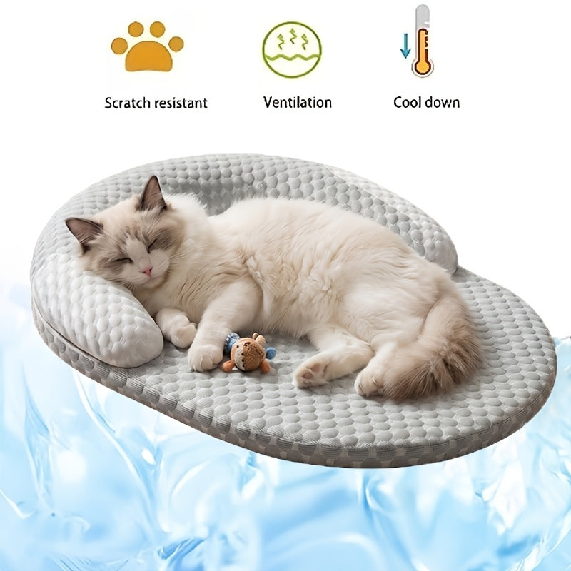 Polyester Cat Bed with Raised Edge and Polypropylene Fill, Non-Slip Base