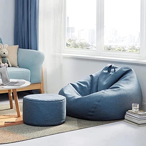 Customizable Bean Bag Cover with Linen Polyester Blend and Washable Design