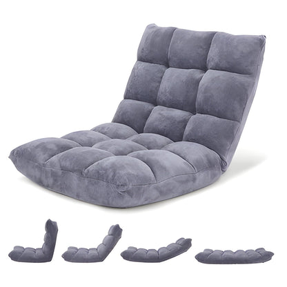 Folding Floor Chair with 14 Reclining Positions and Cushioned Padding in Eight Colors