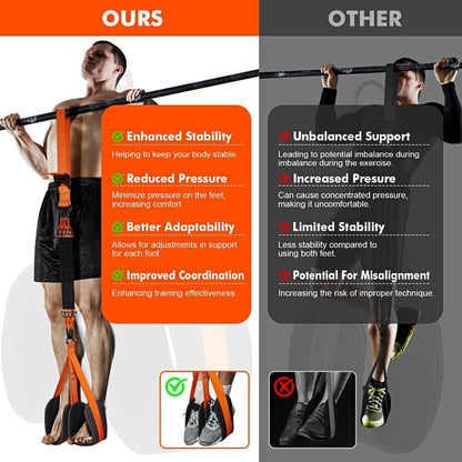Pull Up Assist Band with Double Foot Holder and Steel Hooks
