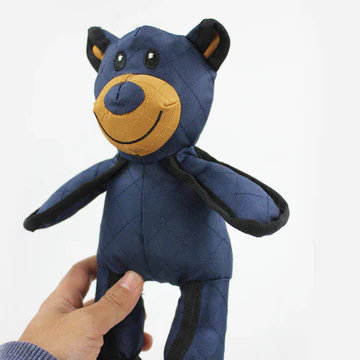 Chew Resistant Bear Dog Toy with Internal Squeaker and Reinforced Stitching, Machine Washable