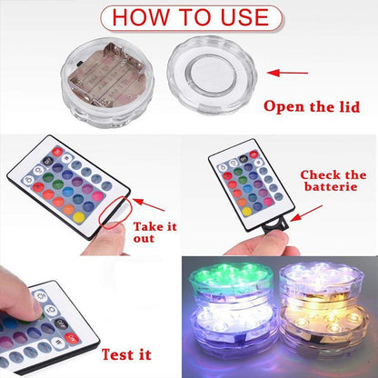 Submersible LED Light with 16-Color Remote and Suction Cup Mounting for Pools