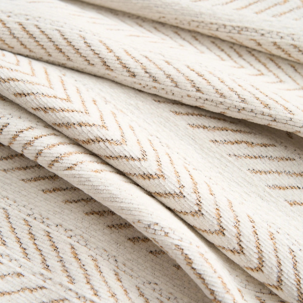 Microfiber Chenille Sofa Cover with Herringbone Weave and Tassel Trim