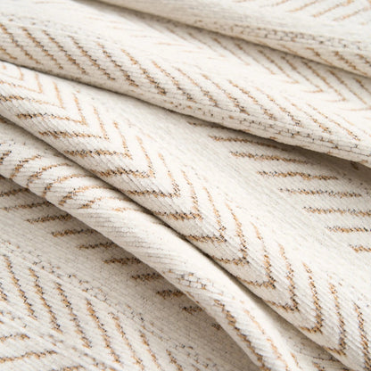 Microfiber Chenille Sofa Cover with Herringbone Weave and Tassel Trim