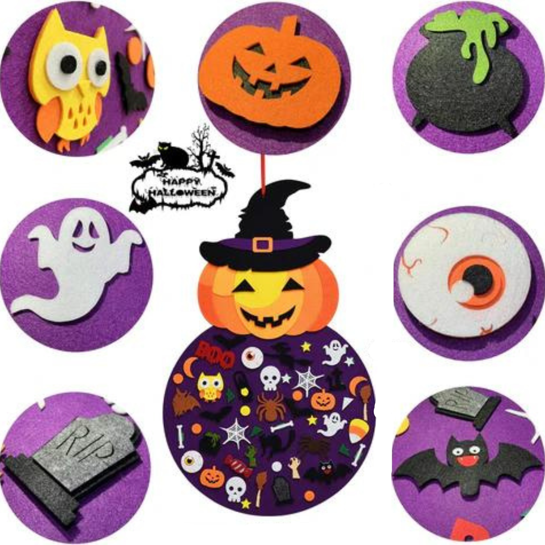 Reusable Felt Board with 50 Plus Halloween Ornaments for Ages 3 Plus