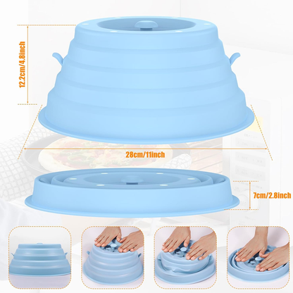 Collapsible Silicone Microwave Cover with Magnetic Storage and Steam Vents