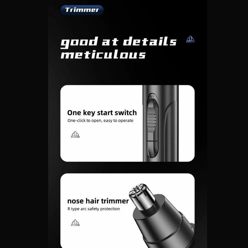Rechargeable Nose and Ear Hair Trimmer with Stainless Steel Blades and Protective Guard